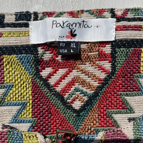 Women's Paramita Jacket Multicolor Aztec L Full Zip BOHO Far East Hippie Fairy - Picture 3 of 16